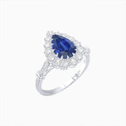 Vintage Style Pear - Shaped Halo Ring with Customizable Center Stone - Shahin Jewelry